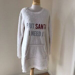 PEACHES & DREAMS size M fuzzy Sherpa But Santa I need it loungewear / sleepwear